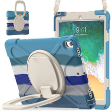 For iPad Pro 10.5 2017 / Air 10.5 2019 Silicone + PC Protective Case with Holder & Shoulder Strap(Colorful Blue)