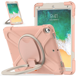 For iPad Pro 10.5 2017 / Air 10.5 2019 Silicone + PC Protective Case with Holder & Shoulder Strap(Rose Gold)