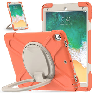 For iPad Pro 10.5 2017 / Air 10.5 2019 Silicone + PC Protective Case with Holder & Shoulder Strap(Living Coral)