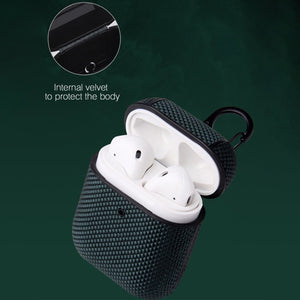 Business Cloth Earphone Protective Case with Hook For AirPods Pro(Black)