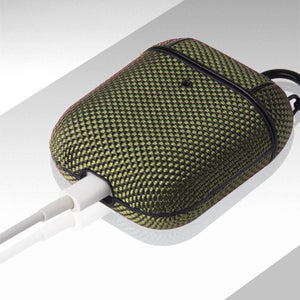 Business Cloth Earphone Protective Case with Hook For AirPods Pro(Dark Green)