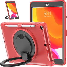 For iPad 10.2 2021 / 2020 / 2019 Shockproof TPU + PC Protective Case with 360 Degree Rotation Foldable Handle Grip Holder & Pen Slot(Red)