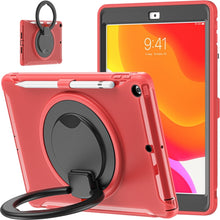 For iPad 10.2 2021 / 2020 / 2019 Shockproof TPU + PC Protective Case with 360 Degree Rotation Foldable Handle Grip Holder & Pen Slot(Red)