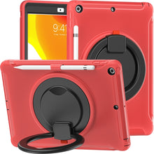 For iPad 10.2 2021 / 2020 / 2019 Shockproof TPU + PC Protective Case with 360 Degree Rotation Foldable Handle Grip Holder & Pen Slot(Red)