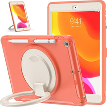 For iPad 10.2 2021 / 2020 / 2019 Shockproof TPU + PC Protective Case with 360 Degree Rotation Foldable Handle Grip Holder & Pen Slot(Living Coral)