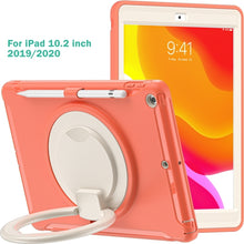 For iPad 10.2 2021 / 2020 / 2019 Shockproof TPU + PC Protective Case with 360 Degree Rotation Foldable Handle Grip Holder & Pen Slot(Living Coral)