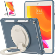 For iPad 10.2 2021 / 2020 / 2019 Shockproof TPU + PC Protective Case with 360 Degree Rotation Foldable Handle Grip Holder & Pen Slot(Cornflower Blue)