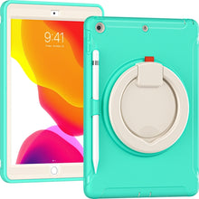For iPad 10.2 2021 / 2020 / 2019 Shockproof TPU + PC Protective Case with 360 Degree Rotation Foldable Handle Grip Holder & Pen Slot(Mint Green)