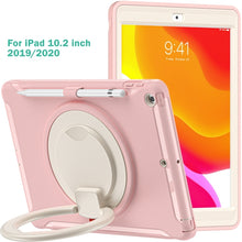 For iPad 10.2 2021 / 2020 / 2019 Shockproof TPU + PC Protective Case with 360 Degree Rotation Foldable Handle Grip Holder & Pen Slot(Cherry Blossoms Pink)