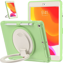 For iPad 10.2 2021 / 2020 / 2019 Shockproof TPU + PC Protective Case with 360 Degree Rotation Foldable Handle Grip Holder & Pen Slot(Matcha Green)