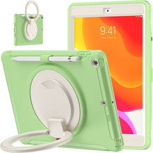 For iPad 10.2 2021 / 2020 / 2019 Shockproof TPU + PC Protective Case with 360 Degree Rotation Foldable Handle Grip Holder & Pen Slot(Matcha Green)