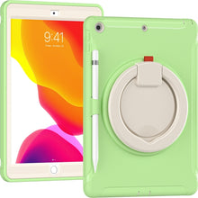 For iPad 10.2 2021 / 2020 / 2019 Shockproof TPU + PC Protective Case with 360 Degree Rotation Foldable Handle Grip Holder & Pen Slot(Matcha Green)