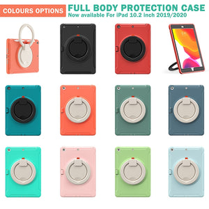 For iPad 10.2 2021 / 2020 / 2019 Shockproof TPU + PC Protective Case with 360 Degree Rotation Foldable Handle Grip Holder & Pen Slot(Red)