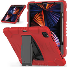 For iPad Pro 12.9 2022 / 2021 3-Layer Protection  Screen Frame + PC + Silicone Shockproof Combination Tablet Case with Holder(Red+Black)