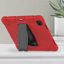 For iPad Pro 12.9 2022 / 2021 3-Layer Protection  Screen Frame + PC + Silicone Shockproof Combination Tablet Case with Holder(Red+Black)