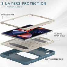 For iPad Pro 12.9 2022 / 2021 3-Layer Protection  Screen Frame + PC + Silicone Shockproof Combination Tablet Case with Holder(Cornflower Blue)