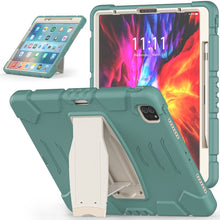 For iPad Pro 12.9 2020 3-Layer Protection  Screen Frame + PC + Silicone Shockproof Combination Tablet Case with Holder(Emerald Green)