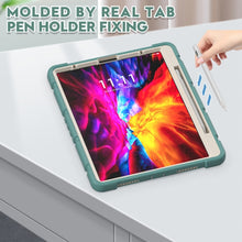 For iPad Pro 12.9 2020 3-Layer Protection  Screen Frame + PC + Silicone Shockproof Combination Tablet Case with Holder(Emerald Green)