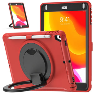 Shockproof TPU + PC Protective Case with 360 Degree Rotation Foldable Handle Grip Holder & Pen Slot For iPad 9.7 2018 / 2017 / Air 2 / Pro 9.7(Red)