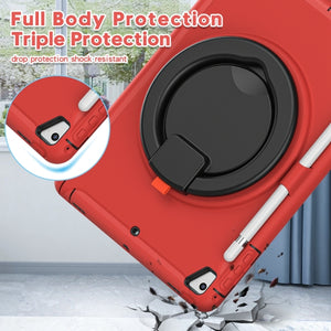 Shockproof TPU + PC Protective Case with 360 Degree Rotation Foldable Handle Grip Holder & Pen Slot For iPad 9.7 2018 / 2017 / Air 2 / Pro 9.7(Red)