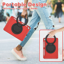 Shockproof TPU + PC Protective Case with 360 Degree Rotation Foldable Handle Grip Holder & Pen Slot For iPad 9.7 2018 / 2017 / Air 2 / Pro 9.7(Red)