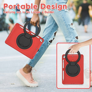 Shockproof TPU + PC Protective Case with 360 Degree Rotation Foldable Handle Grip Holder & Pen Slot For iPad 9.7 2018 / 2017 / Air 2 / Pro 9.7(Red)