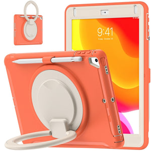 Shocproof TPU + PC Protective Case with 360 Degree Rotation Foldable Handle Grip Holder & Pen Slot For iPad 9.7 2018 / 2017 / Air 2 / Pro 9.7(Living Coral)