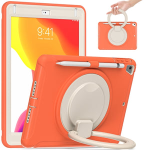 Shocproof TPU + PC Protective Case with 360 Degree Rotation Foldable Handle Grip Holder & Pen Slot For iPad 9.7 2018 / 2017 / Air 2 / Pro 9.7(Living Coral)