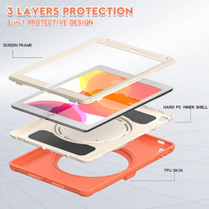 Shocproof TPU + PC Protective Case with 360 Degree Rotation Foldable Handle Grip Holder & Pen Slot For iPad 9.7 2018 / 2017 / Air 2 / Pro 9.7(Living Coral)