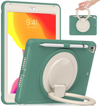 Shockproof  Silicone + PC Protective Case with 360 Degree Rotation Foldable Handle Grip Holder & Pen Slot For iPad 9.7 2018 / 2017 / Air 2 / Pro 9.7(Emmerald Green)