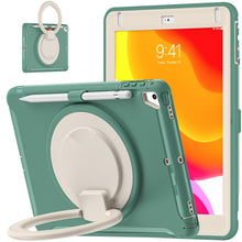 Shockproof  Silicone + PC Protective Case with 360 Degree Rotation Foldable Handle Grip Holder & Pen Slot For iPad 9.7 2018 / 2017 / Air 2 / Pro 9.7(Emmerald Green)