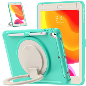 Shockproof  TPU + PC Protective Case with 360 Degree Rotation Foldable Handle Grip Holder & Pen Slot For iPad 9.7 2018 / 2017 / Air 2 / Pro 9.7(Mint Green)