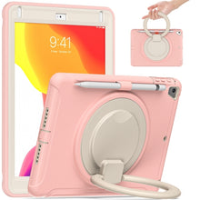 Shockproof  TPU + PC Protective Case with 360 Degree Rotation Foldable Handle Grip Holder & Pen Slot For iPad 9.7 2018 / 2017 / Air 2 / Pro 9.7(Cherry Blossoms Pink)