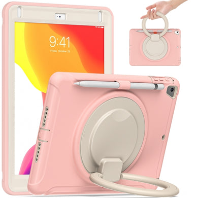 Shockproof  TPU + PC Protective Case with 360 Degree Rotation Foldable Handle Grip Holder & Pen Slot For iPad 9.7 2018 / 2017 / Air 2 / Pro 9.7(Cherry Blossoms Pink)