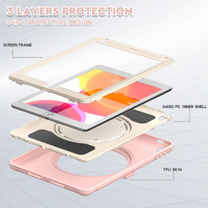 Shockproof  TPU + PC Protective Case with 360 Degree Rotation Foldable Handle Grip Holder & Pen Slot For iPad 9.7 2018 / 2017 / Air 2 / Pro 9.7(Cherry Blossoms Pink)