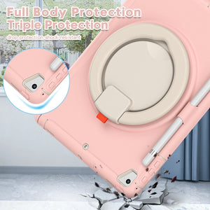 Shockproof  TPU + PC Protective Case with 360 Degree Rotation Foldable Handle Grip Holder & Pen Slot For iPad 9.7 2018 / 2017 / Air 2 / Pro 9.7(Cherry Blossoms Pink)