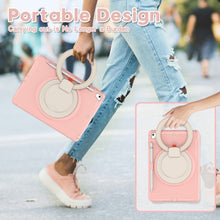 Shockproof  TPU + PC Protective Case with 360 Degree Rotation Foldable Handle Grip Holder & Pen Slot For iPad 9.7 2018 / 2017 / Air 2 / Pro 9.7(Cherry Blossoms Pink)