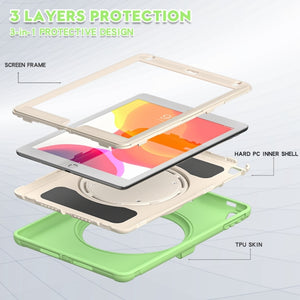 Shockproof  TPU + PC Protective Case with 360 Degree Rotation Foldable Handle Grip Holder & Pen Slot For iPad 9.7 2018 / 2017 / Air 2 / Pro 9.7(Matcha Green)