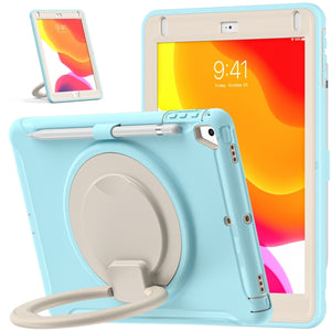 Shockproof TPU + PC Protective Case with 360 Degree Rotation Foldable Handle Grip Holder & Pen Slot For iPad 9.7 2018 / 2017 / Air 2 / Pro 9.7(Ice Crystal Blue)