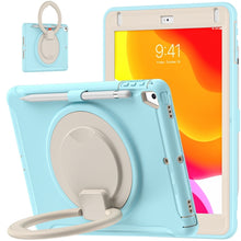 Shockproof TPU + PC Protective Case with 360 Degree Rotation Foldable Handle Grip Holder & Pen Slot For iPad 9.7 2018 / 2017 / Air 2 / Pro 9.7(Ice Crystal Blue)