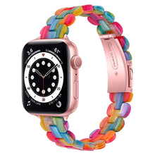 Oval Resin Watch Band For Apple Watch Series 8&7 41mm / SE 2&6&SE&5&4 40mm / 3&2&1 38mm(Rainbow)