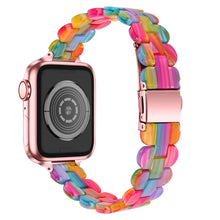 Oval Resin Watch Band For Apple Watch Series 8&7 41mm / SE 2&6&SE&5&4 40mm / 3&2&1 38mm(Rainbow)