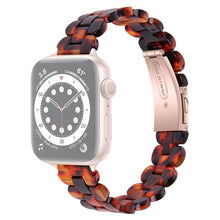 Oval Resin Watch Band For Apple Watch Series 8&7 41mm / SE 2&6&SE&5&4 40mm / 3&2&1 38mm(Tortoiseshell)