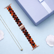 Oval Resin Watch Band For Apple Watch Series 8&7 41mm / SE 2&6&SE&5&4 40mm / 3&2&1 38mm(Tortoiseshell)