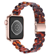 Oval Resin Watch Band For Apple Watch Series 8&7 41mm / SE 2&6&SE&5&4 40mm / 3&2&1 38mm(Tortoiseshell)