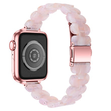 Oval Resin Watch Band For Apple Watch Series 8&7 41mm / SE 2&6&SE&5&4 40mm / 3&2&1 38mm(Pink Flower)