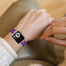 Oval Resin Watch Band For Apple Watch Series 8&7 41mm / SE 2&6&SE&5&4 40mm / 3&2&1 38mm(Purple Green Flower)