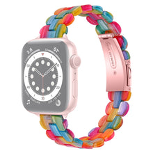 Oval Resin Watch Band For Apple Watch Ultra 49mm / Series 8&7 45mm / SE 2&6&SE&5&4 44mm / 3&2&1 42mm(Rainbow)