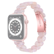 Oval Resin Watch Band For Apple Watch Ultra 49mm / Series 8&7 45mm / SE 2&6&SE&5&4 44mm / 3&2&1 42mm(Pink Flower)