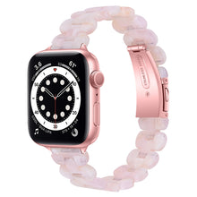 Oval Resin Watch Band For Apple Watch Ultra 49mm / Series 8&7 45mm / SE 2&6&SE&5&4 44mm / 3&2&1 42mm(Pink Flower)